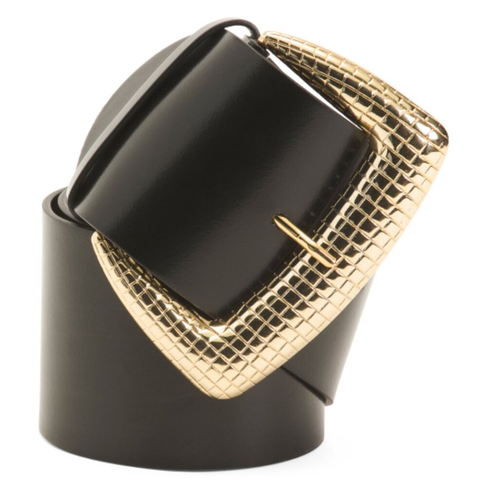 Punt Fibbia Wide Leather Belt Size M